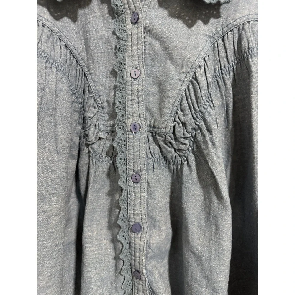 Free People We The Free Baby Blues Summit Shirt Blue As Header Women's Size‎ XS